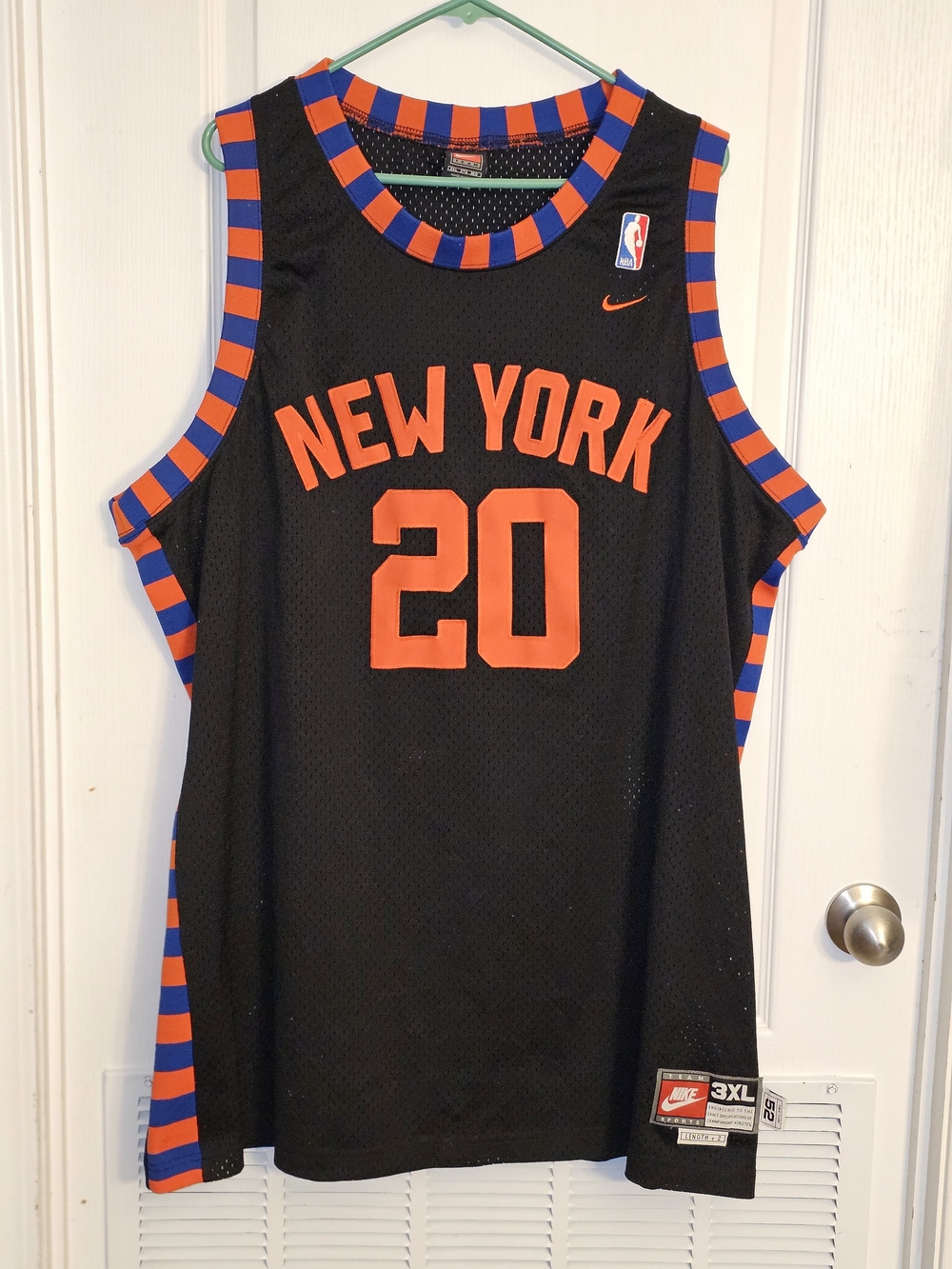 New York Knicks Allan Houston Nike Rewind Striped NBA Jersey Vintage 3X Mens 52